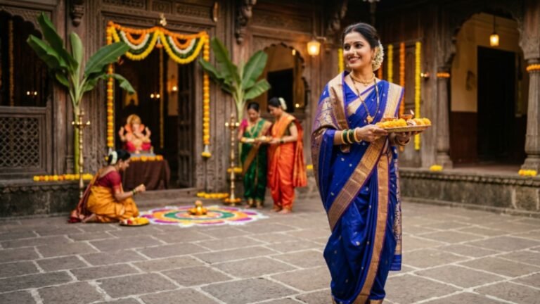 nauvari saree caption for instagram in marathi